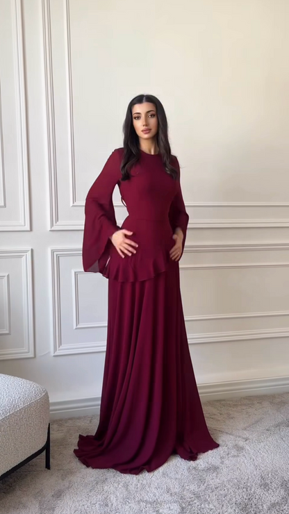 Bordeauxfarbenes Maxikleid