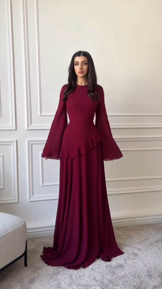 Bordeauxfarbenes Maxikleid